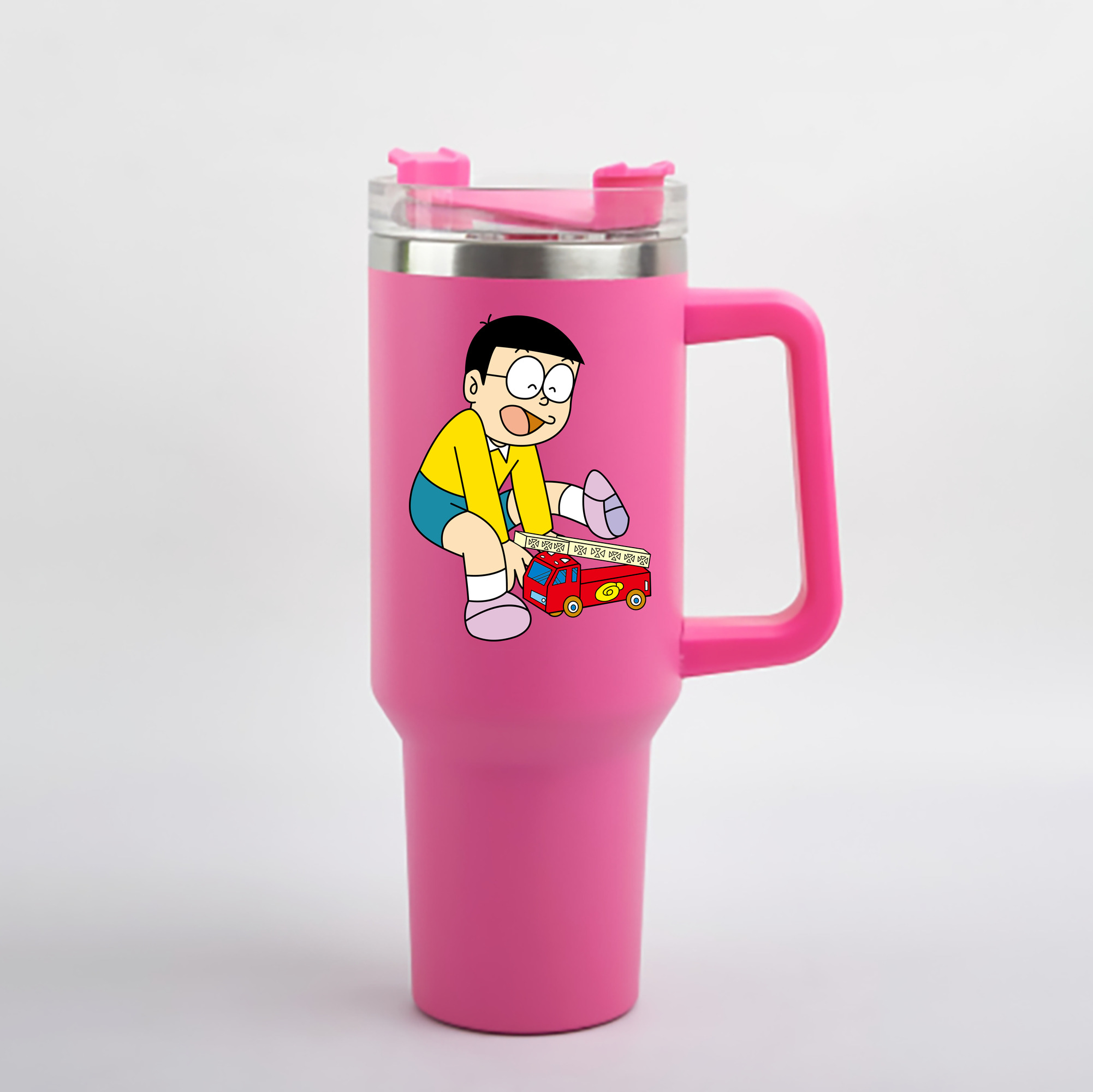 （画像用） ドラえもん 野比 のび太 Doraemon Nobita Nobi 1200mL車用タンブラー - クリスタルステッカー（プラスチックストロー付き）